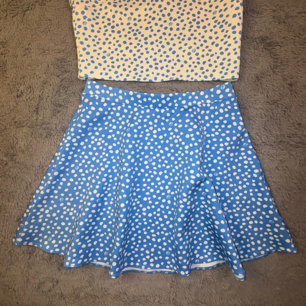 Lilly Pulitzer Girls 14 XL Thelma Set Polka Two Piece‎ Set Blue Skirt Top Dress